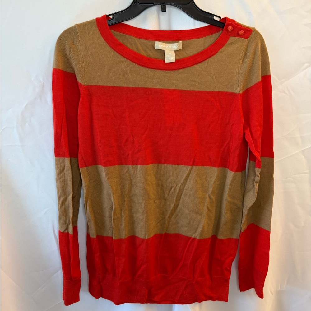 Banana Republic Red and Tan Knit Top